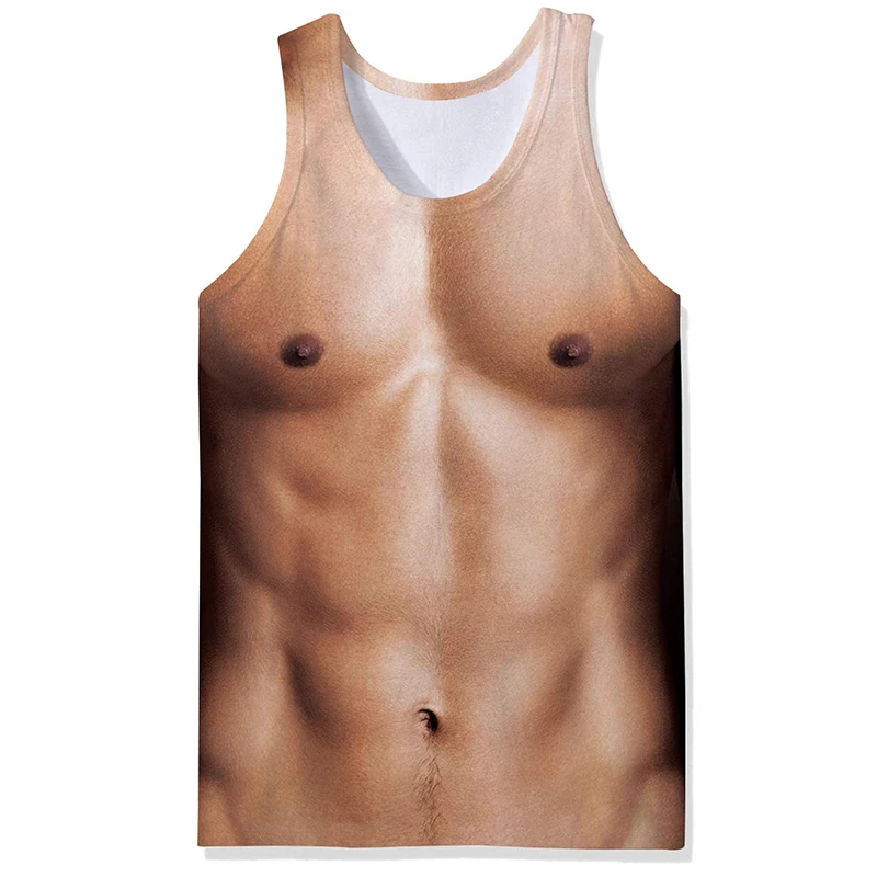 3D Fake Abs Chest Printed Tank Top Gym Clothing Men Summer Streetwear Basketball Vest Quick Drying Sleeveless T-Shirt y2k Tops