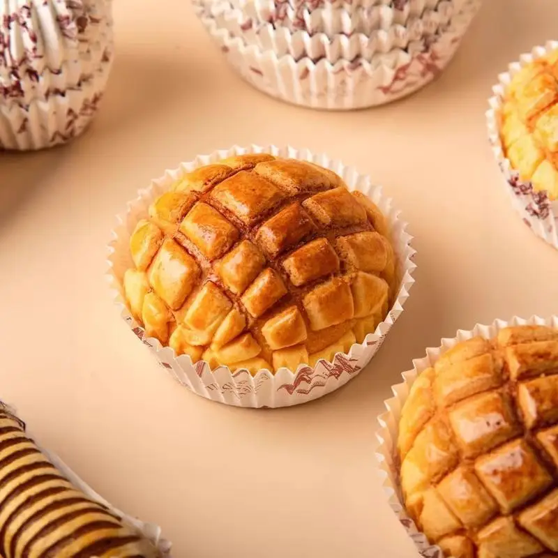 Paper Baking Liner Trays 50Pcs High Temp Resistant Round Boat Windmill Shaped for Small Bakery Shop Daily Use
