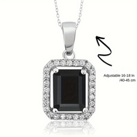 KML742 Lefei Fashion Luxury Trend Classic 3ct Moissanite Design Black Rectangle Necklace For Women 925 Silver Party Jewelry Gift