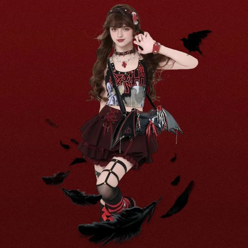 Women Handbag Gothic Wings Lolita Love And Deepspace ItaBag Crossbody Tote Backpack Cosplay Student Travel Commute Itabag New
