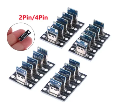 Hot 10pcs USB 3.1 Type C Socket With Screw Fixing Plate Type-C USB Jack 3.1 Type-C 2Pin 4Pin Female Connector Jack Charging Port