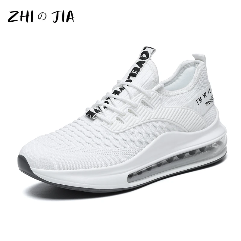 Men's Air Cushion Shoes Sports Large Size White Shoes Spring Autumn Leisure Fashion Trendy Sneaker Travel Hiking Footwear