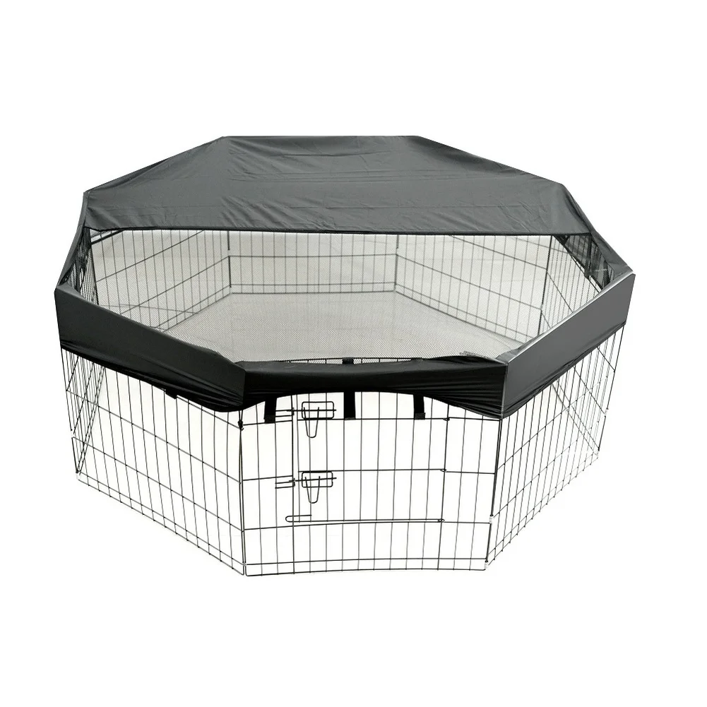 8 Panel Dog Playpen Top Cover for Octagonal Cage UV Protection Sun Block Dustproof Breathable Oxford Fabric Black