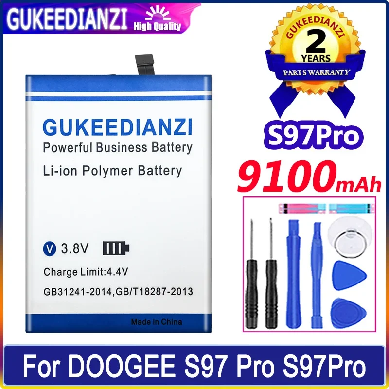 

GUKEEDIANZI Replacement Battery S97Pro (BAT21ZN1318500) 9100mAh For DOOGEE S97 Pro S97Pro Mobile Phone Bateria + Tools