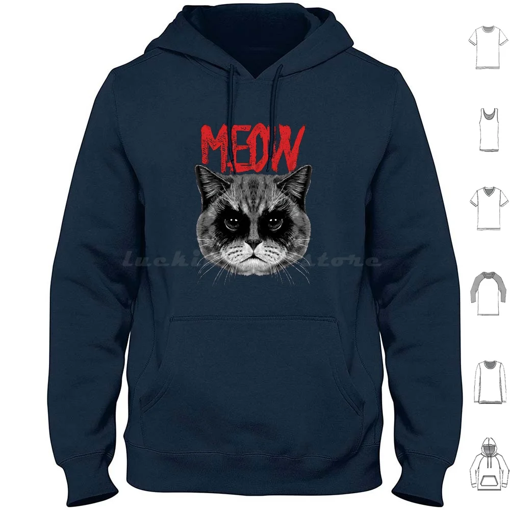 Ativo primeira onda veneno banho preto metal meow gato presente para aniversário hoodies manga longa ativo primeira onda veneno