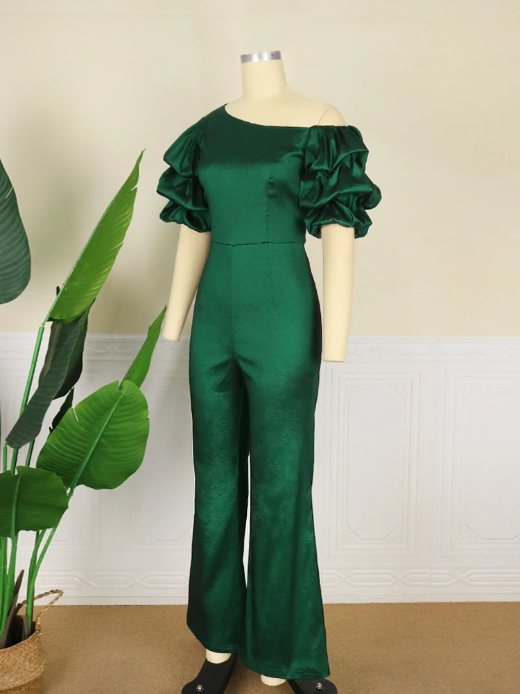 ONTINVA Green Jumpsuits for Women Plus Size 4XL Short Puff Sleeve Sexy Bodycon Club Party Evening Rompers One Piece Outfits