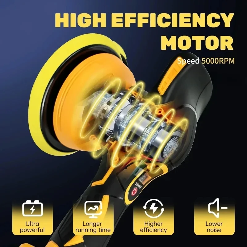 8 Gears VESMATITY Digital Display Cordless Car Polisher Electric Polisher Auto Waxing Machine for DeWALT Tool Max System view 2