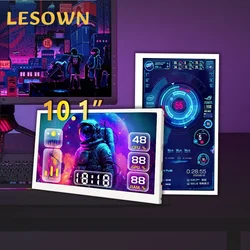 LESOWN 7 10.1 inch HDMI Compact Display 1024x600 IPS LCD Touch Small Mini Temp Data Monitoring Display for Aida64 PC Case White