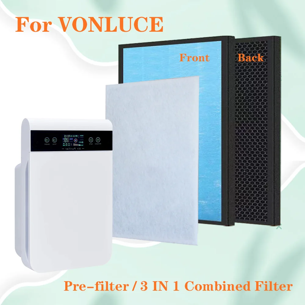 Custom Filter 330*280*24mm for VONLUCE Air Purifier,3 IN 1 Hepa and Activated Carbon Composite Filter