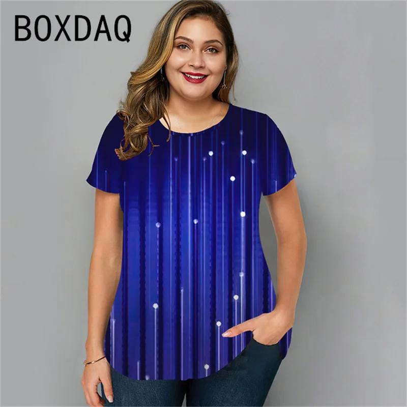 Fashion Big Size Ladies T-shirt 3DGradient Printing Casual Harajuku Tops Plus Size 4XL Women Loose Tee Summer Short Sleeve Tops