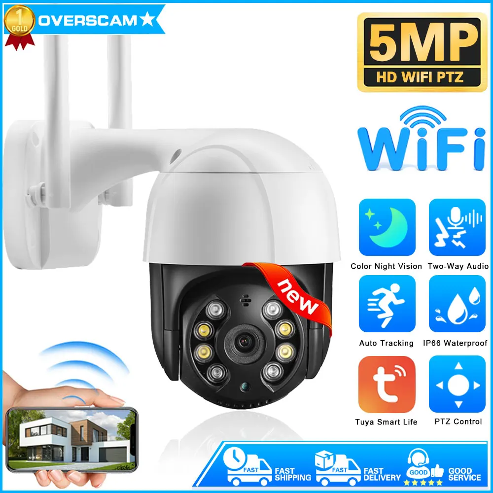 

Smart Life Mini PTZ Camera 5MP Color Night Vision Home AI Tracking Surveillance Outdoor CCTV IP Camera Tuya Smart Life APP