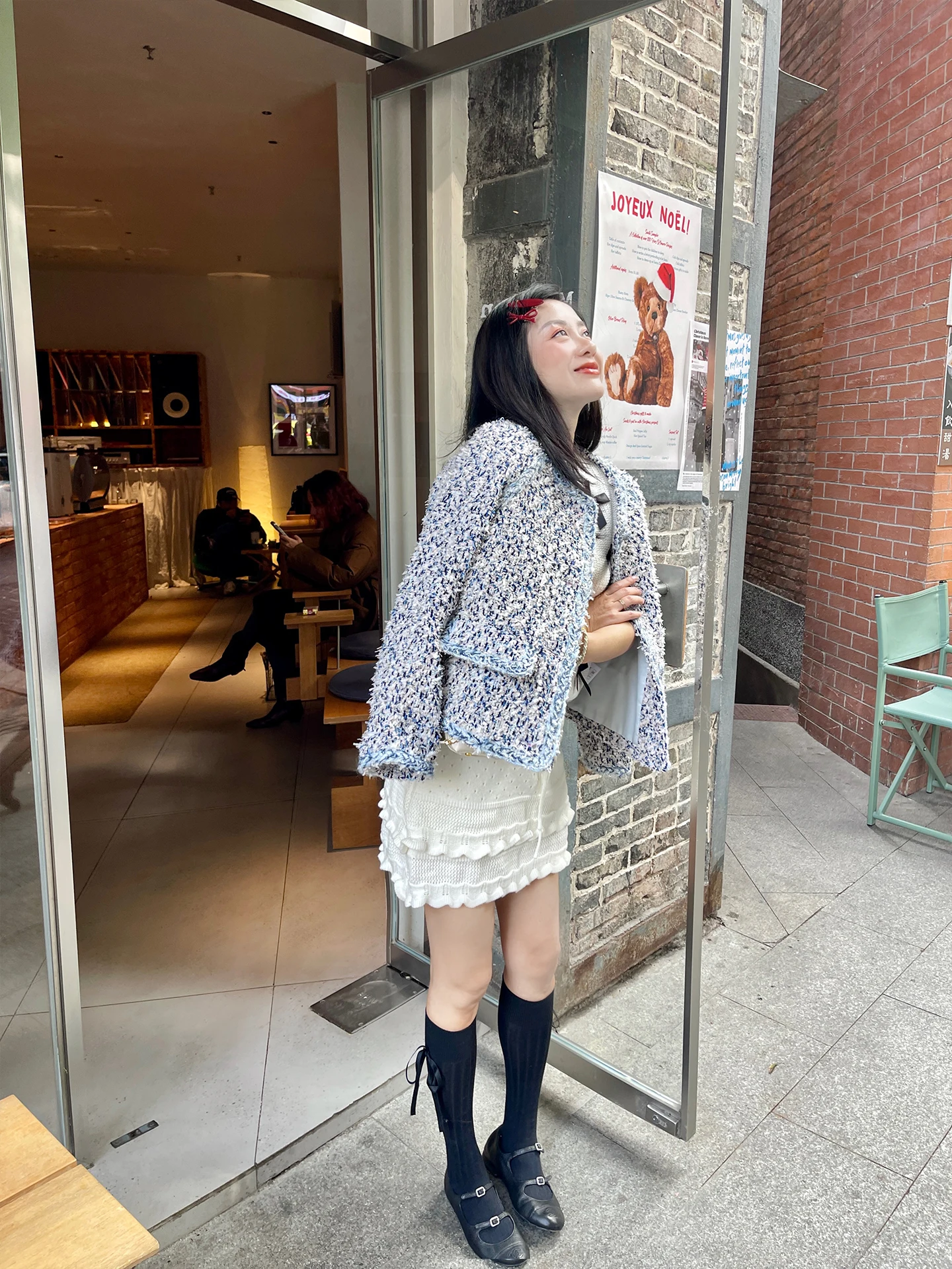 

Вязаная твидовая верхняя одежда Heidy Blue Tone для девочек, модный повседневный топ из полиэфирного волокна для женщин