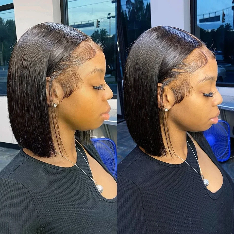 Straight 13x4 Bob Wig Human Hair 200 Density Transparent Lace Frontal Wig 100% Brazilian Human Hair 4x4 5x5 HD Lace Closure Wigs