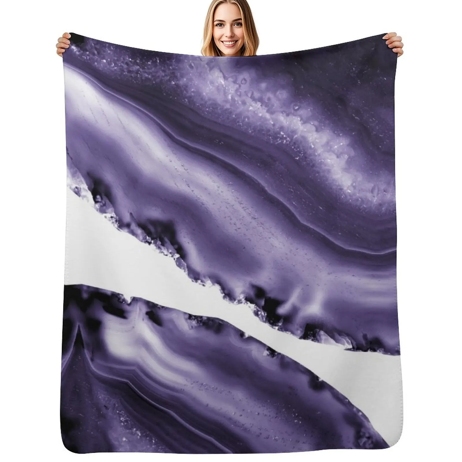 Ultra Violet Agate #3 #gem #decor #art Throw Blanket Weighted Giant Sofa Custom Thermals For Travel bed plaid Soft Big Blankets