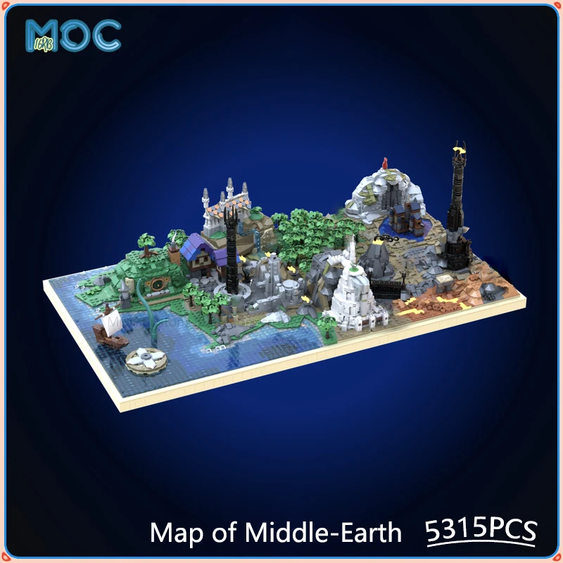 

Map of Middle-Earth Model MOC Building Blocks DIY Assemble Bricks Collection Display Creative Educational Toys Gifts 5315PCS