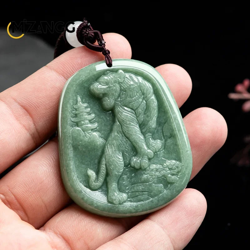 قلادة نمر الأبراج الطبيعية للرجال والنساء ، منحوتة يدويًا ، رائعة عالية الجودة ، بذور الفول ، قلادة اليشم ، هدية العيد #3