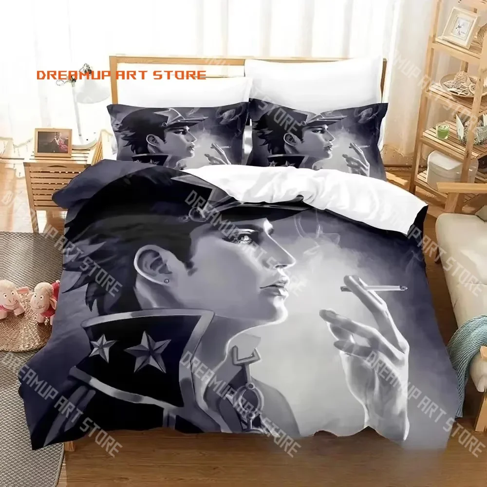 3D Print JoJo Bizarre Adventure Jotaro Bedding Set Single Twin Full Queen King Size Bed Set Adult Kid Bedroom Duvetcover Set