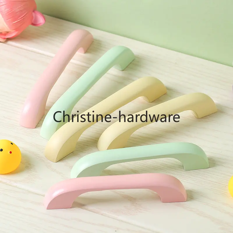 Children Wooden Cabinet Knobs and Handles Kitchen Door Macaron Wardrobe Cupboard Drawer Furniture Pulls Colored Minimalist