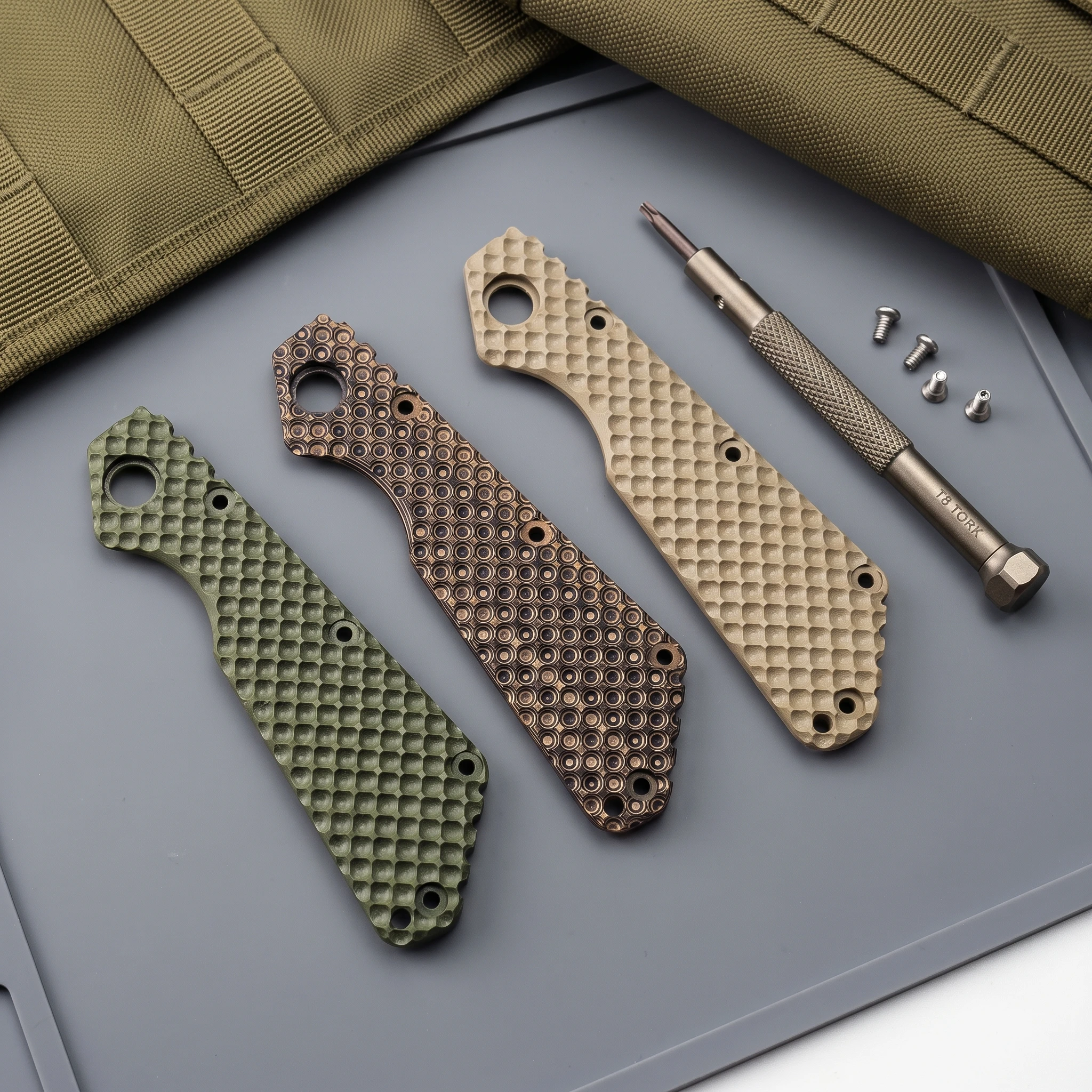 SMF knife handle patch made of G10 material. ST folding knife patch handle, featuring a unique deep honeycomb anti-slip texture.