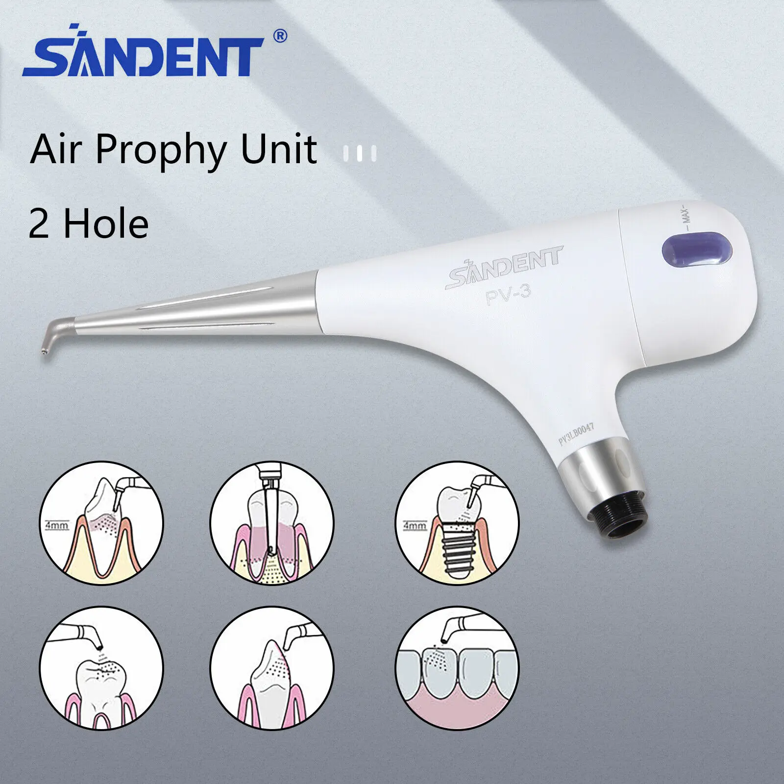 4/2 Hole Dental Air Prophy Flow Teeth Polishing Polisher Handpiece Hygiene Jet Metal Head  black/white color Dental Equipment