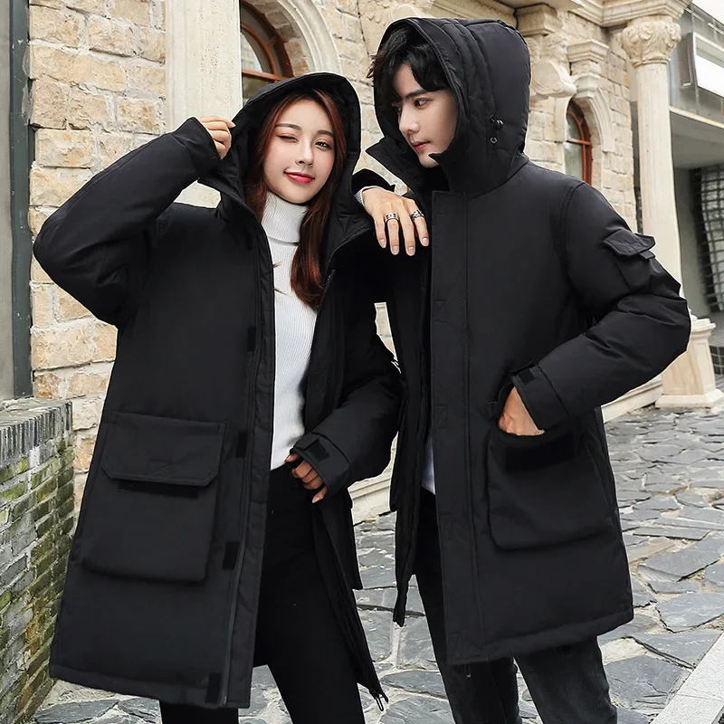 New Autumn Winter Jackets Men Warm Windproof Hooded Long Down Jackets Casual Top Parka Male Solid Color Warm Fashion Coat