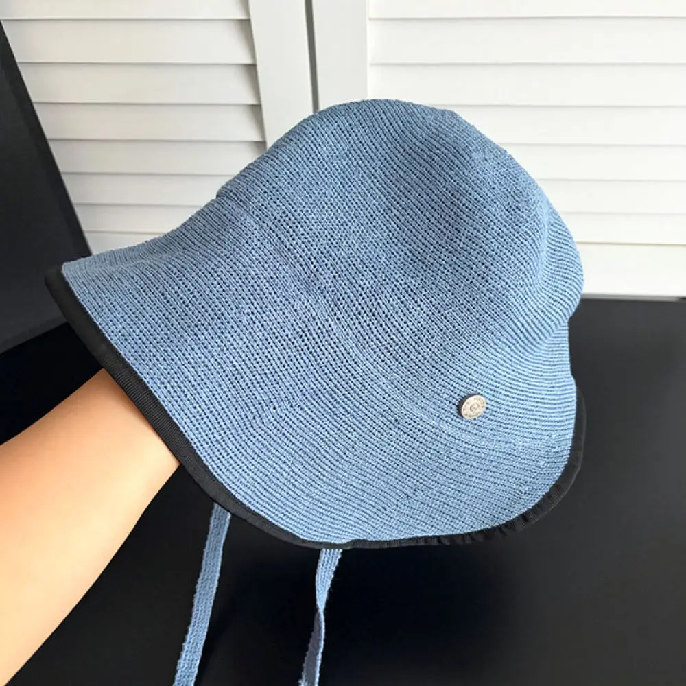 Old Money Aesthetic Bucket Hat Women Summer Foldable Ribbon Fisherman Cap Sun Protection Breathable Beach Holiday Headwear