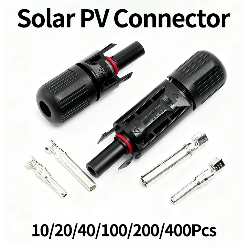 10/20/40/100/200/400Pcs Solar PV Connector Kit – 1000V 30A MC4-Compatible for 2.5/4/6mm² Cable, Waterproof Plug for Solar Panel