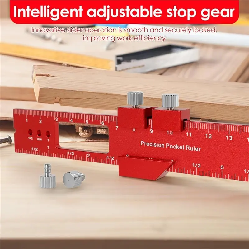 IALJ-Untuk Pekerjaan Pertukangan Kayu 3 Buah Set Penggaris Pertukangan Kayu, Set Penggaris Ukur 6 inci 8 inci 12 inci Dengan Pensil Tukang Kayu Dan Isi Ulang Pensil