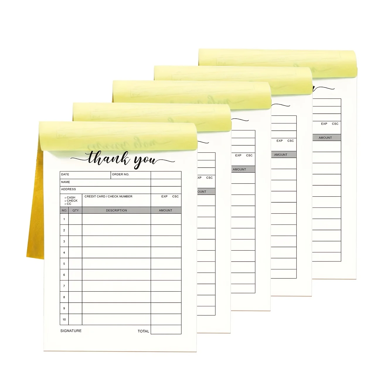 5-Pack Thank You Receipt Books 100 Pages Each 3.4x5.5 Inch Size for Store Warehouse Office Restaurant
