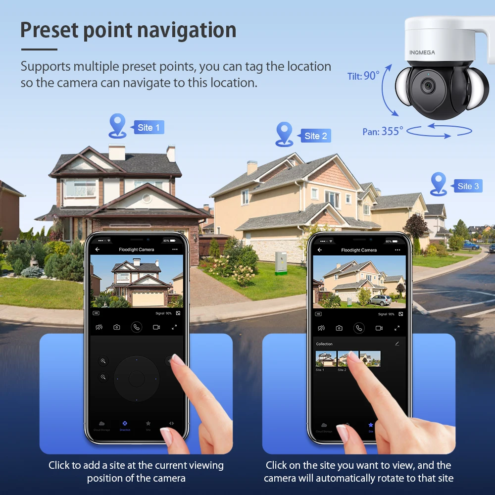 INQMEGA-Caméra de surveillance intérieure PTZ IP WiFi HD 5MP (Tuya), dispositif de sécurité sans fil, avec suivi des mouvements intelligents et