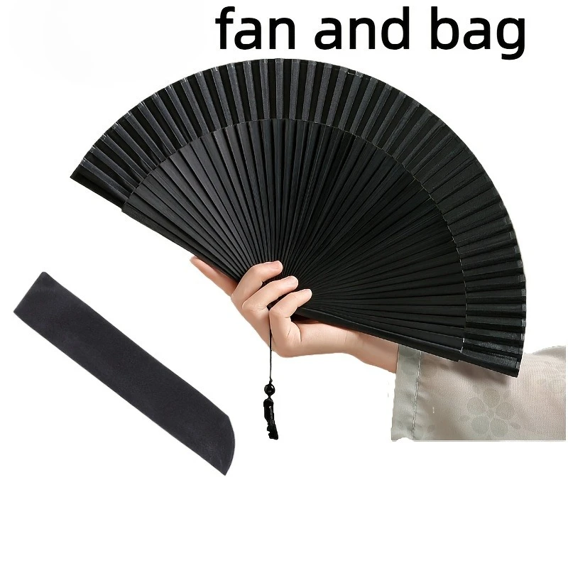 2pcs（fan+ bag）Retro Bamboo Folding Fan, Suitable for Dance, Performance, Wedding Decoration, Party Accessories or As A Gift,