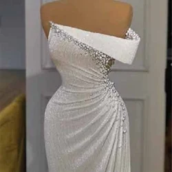 Sexy Prom Dresses Boat Neck Sequined Beading Formal Party Evening Gown Floor-Length Off Shoulder Vestidos De Gala1