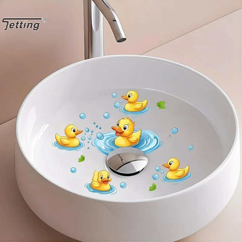 Cute Yellow Duck Bathroom Wall Sticker Toilet Sticker PVC Bathroom Sink Decal Removable Self-Adhesive Home Decor Car Sticker