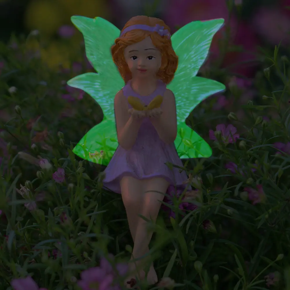 Flower Fairy Stake Garden Decor Creative Small Fairy Ornament Glowing in The Dark Bonsai Pot Stake Garden Miniatures Fairies