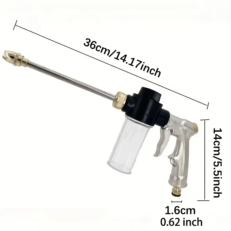 High-Pressure Car Cleaning Water Gun, 3/4 Inch, Garden Hose Nozzle, Watering Hose Sprayer, Home Cleaning Tool, Long Handle Spray