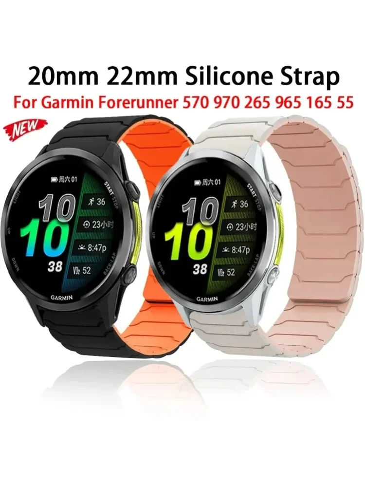 20/22mm Silikonarmband für Garmin Forerunner 570 970 265 965 165 55 Active 6 5 Magnetisches Armband Uhrenarmband Garmin Venu 4 3 Gurt