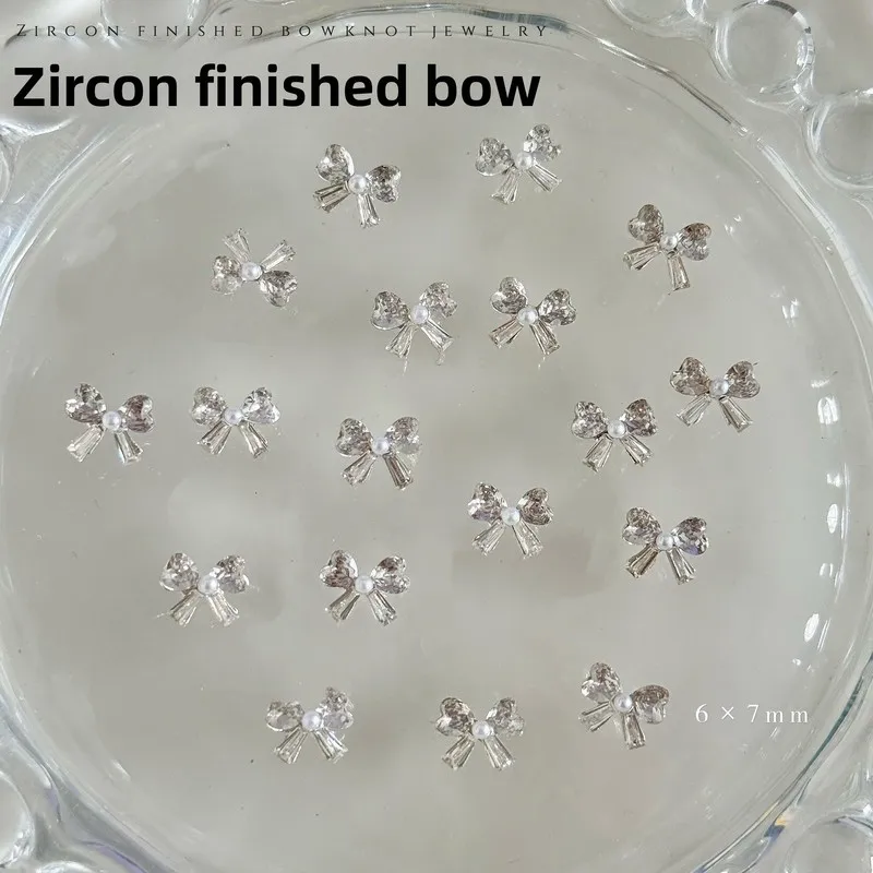 10pcs Mini Super Shiny Butterfly Zircon Nail Charms Premium Bow Heart Stacked Finished Alloy Luxury Nail Art Rhinestones
