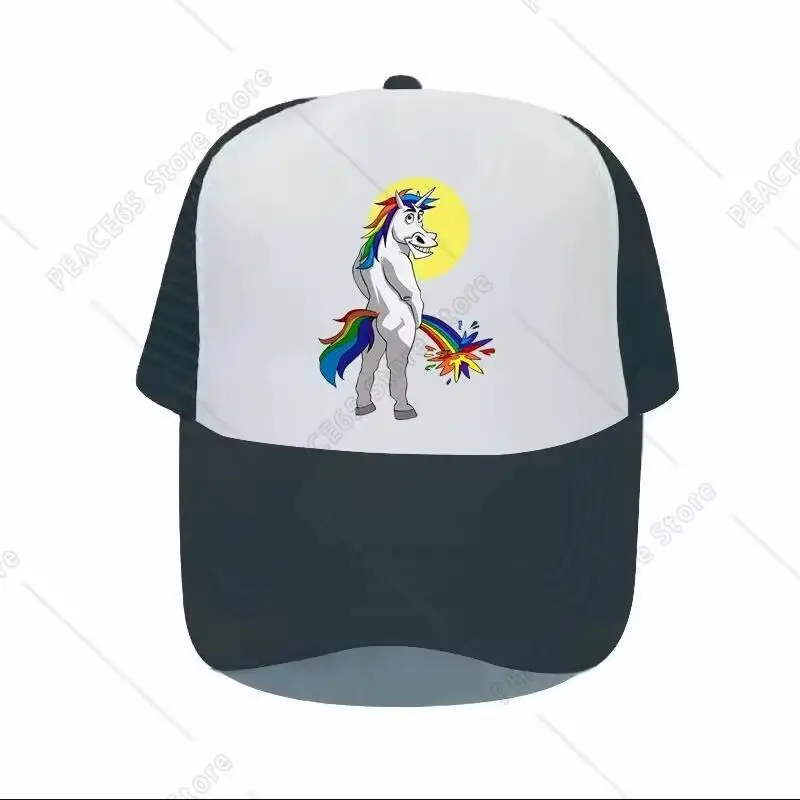 Funny Unicorn Pees Raibow Colors Punk Snapback Caps For Men Women Great Lgbt Gift Gay Pride Urine Rainbow Flag Trucker Hat