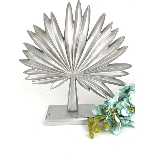 Palm Leaf Trinket Silver Color Sculpture Hand Art