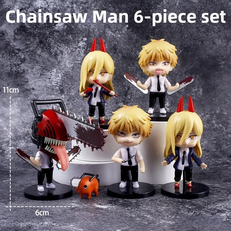 6 قطعة رجل المنشار Denji قوة نموذج لجسم أنيمي Pochita عمل تمثال لعبة فيلم الكرتون الحلي تمثال دمية لمحبي هدية #1