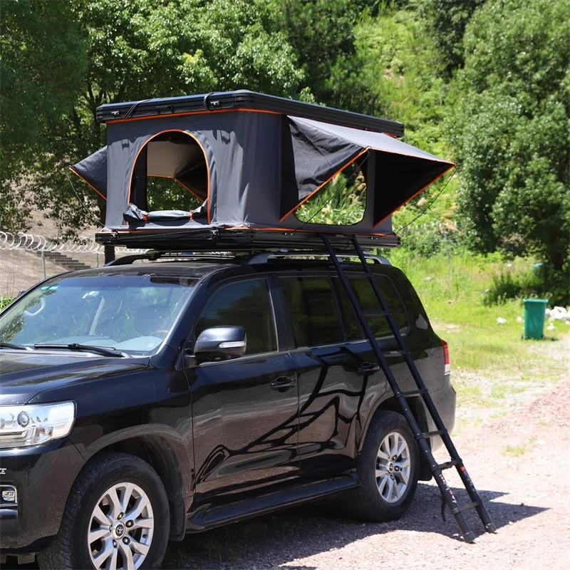 

Large 2-3 Person Folding Camping Truck Roof Tent Double Layer Outdoor Adventure Aluminum Hard Shell Oxford Fabric Car Roof Tent