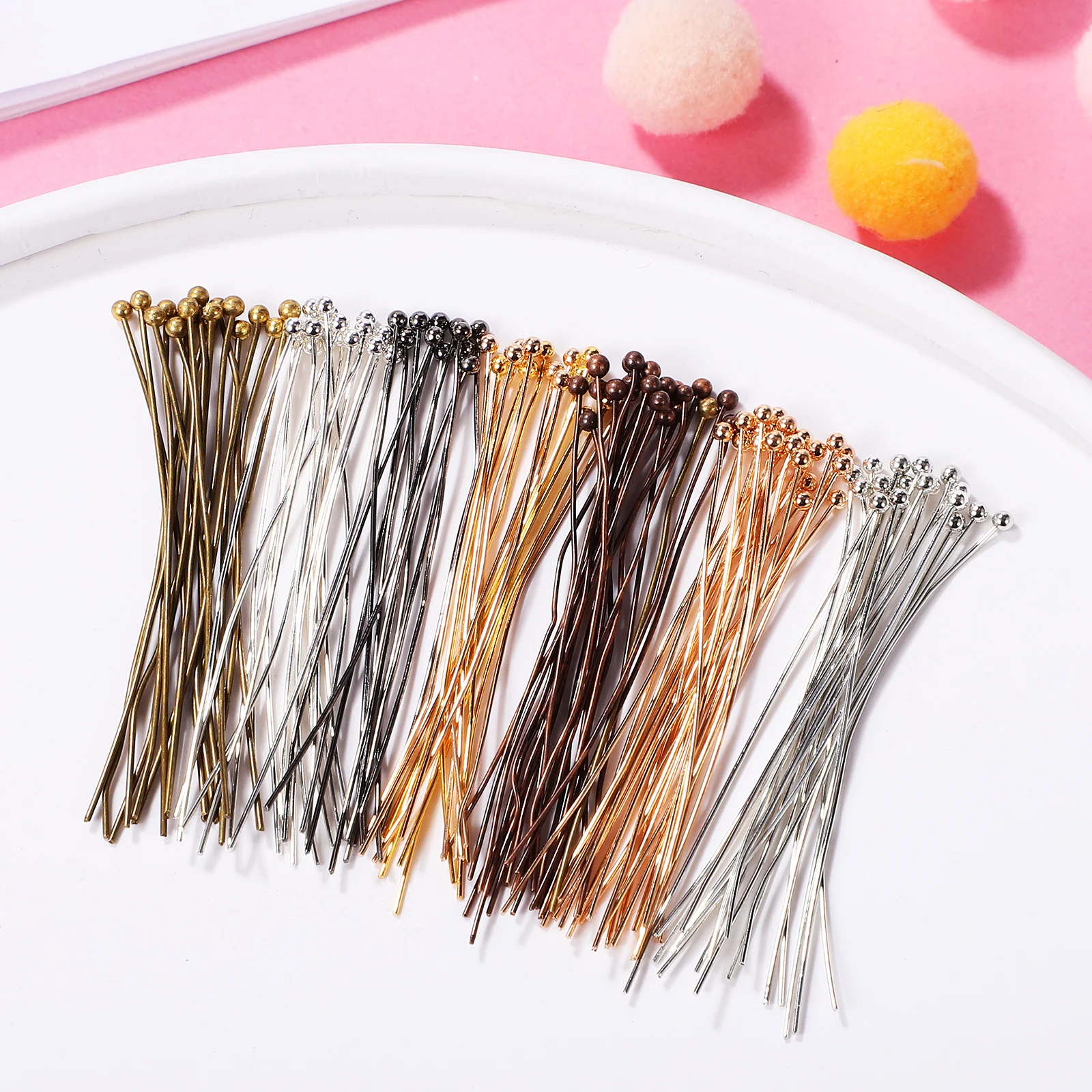 

200 pcs DIY Jewelry Making Headpins Brass Metal Connector Craft Tools Dangling Earrings Pendant Necklaces Bracelets Beaded