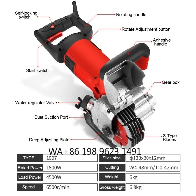 Multifunctional Wall Grooving Cutter Handheld Wall Chaser for Brick Granite Marble Construction Decoration — купить у AliExpress WW