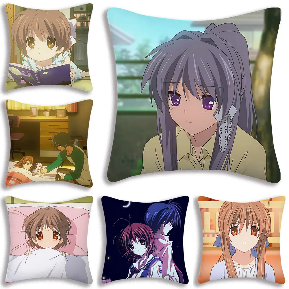 

Clannad After Story Pillow Covers Cartoon Sofa Decorative Home Double-sided Printing Short Plush Cute Cushion Cover