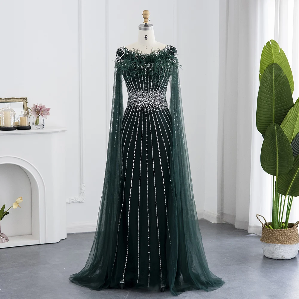 

Женское вечернее платье Sharon Said, роскошное серебристое платье с рукавами-накидками, платье с юбкой-годе для выпускного вечера, свадебные платья SS348