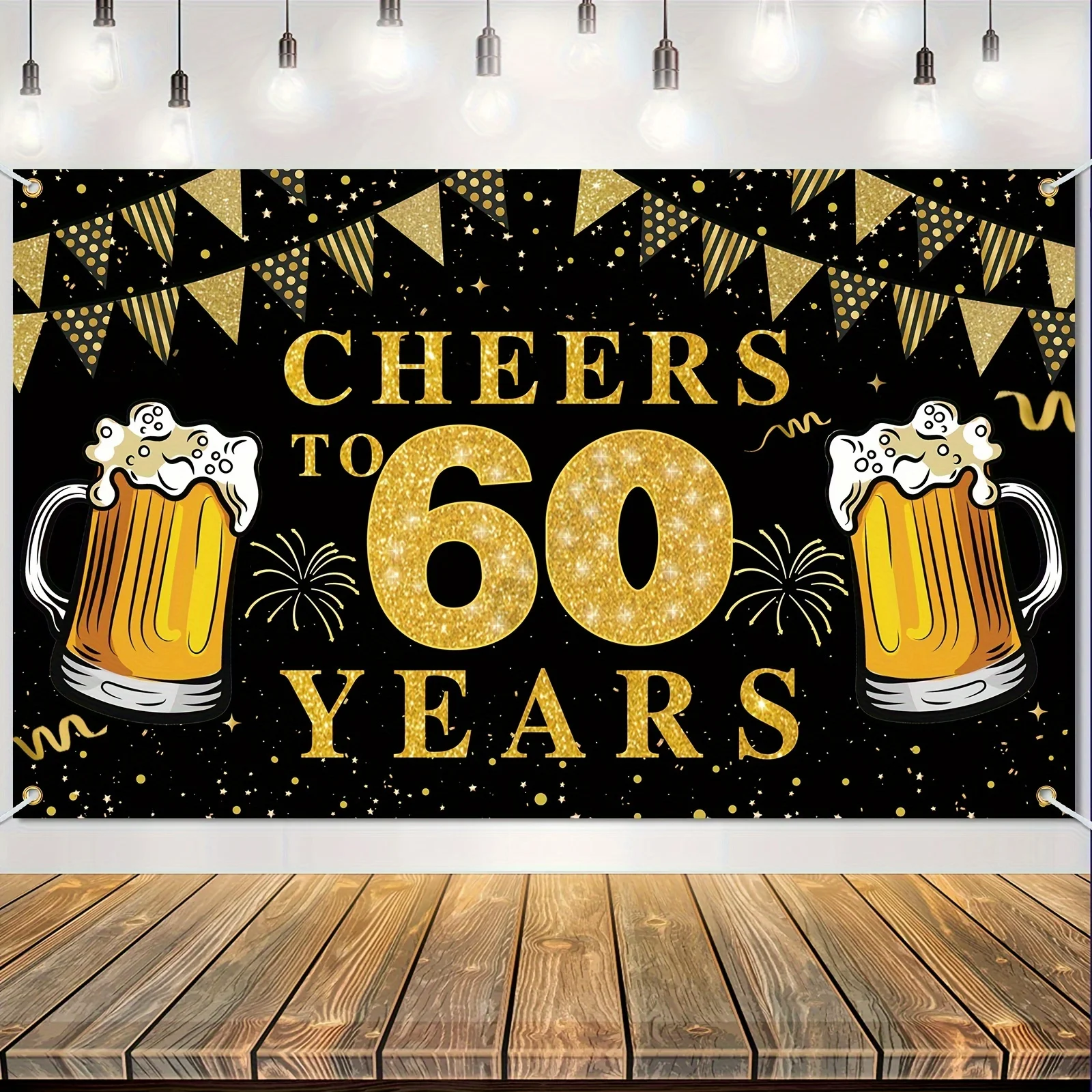 Dekorasi pesta latar belakang - Party Banner Gold ulasan dan harga