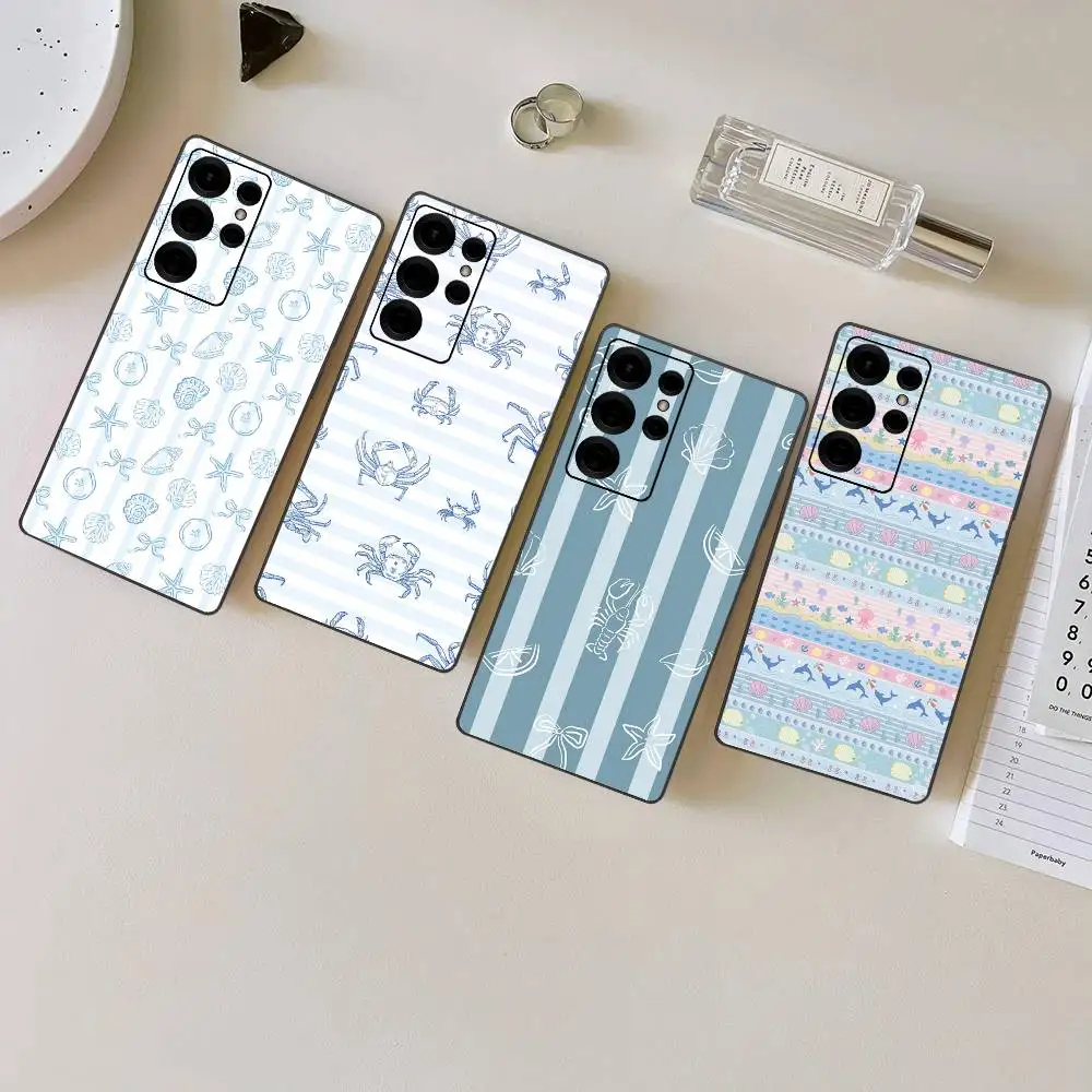 Stripe Marine Organisms Phone Case For Samsung S 24 fe 25 Ultra plus 20 lite 21 30 22 23 24 22 Ultra 5G Fundas