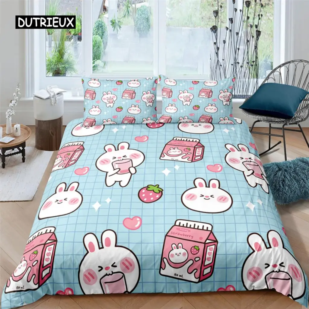 

Cartoon Cute Dog/Rabbit Bedding Set Nordic King Single Twin 90/135/150 Bed Cover 240×220 Duvet Cover For Girl Boy Kid Teens Gift