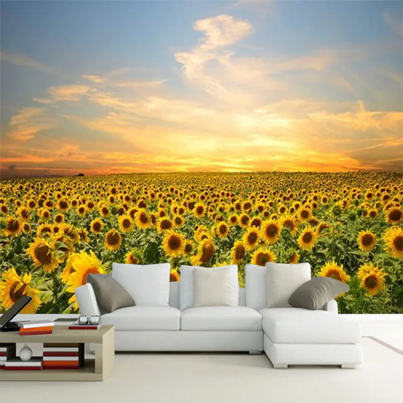 Customized products Beautiful Sunflowers Mural Wallpaper Cafe Restaurant Romantic 3D living room TV backdrop wall bedroom flower
