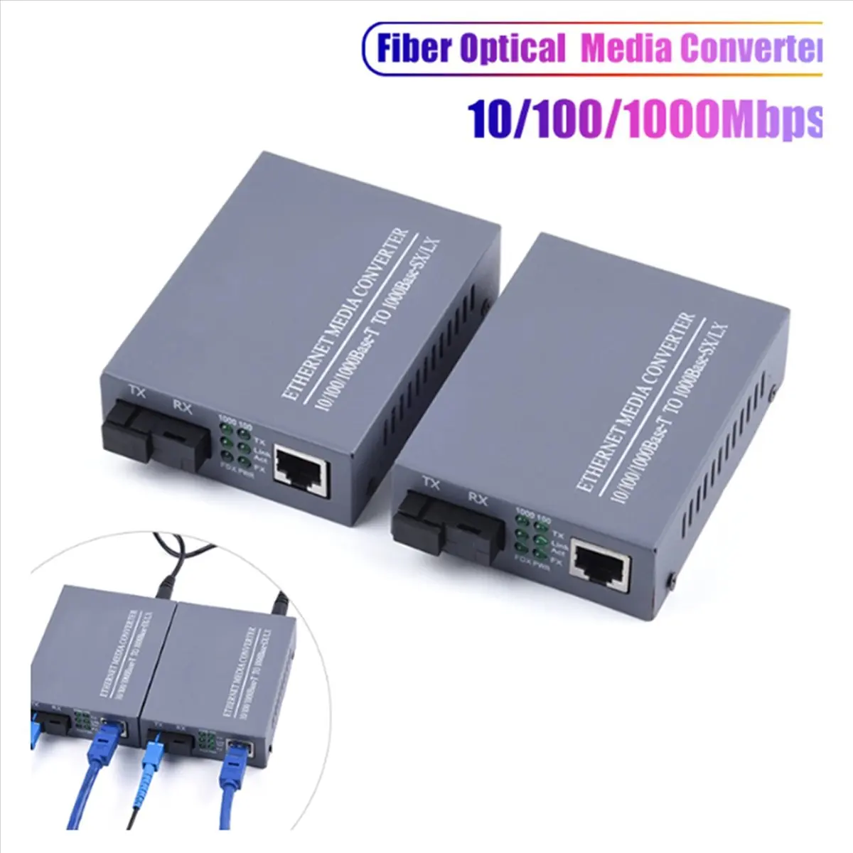 BaoBao- 8X جيجابت محول الوسائط الضوئية الألياف 10/100/1000Mbps وضع واحد 3Km UPC/APC SC-Port جهاز إرسال واستقبال الألياف الاتحاد الأوروبي التوصيل